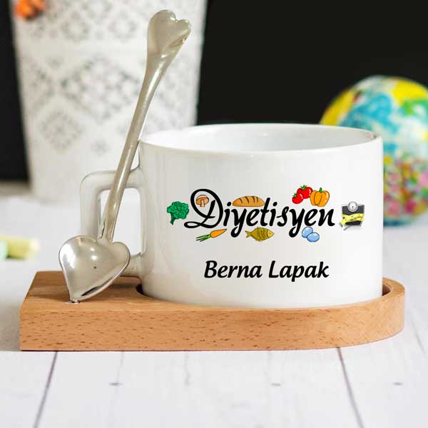 Diyetisyen Ahşap Altlıklı Lüks Fincan Seti - 1
