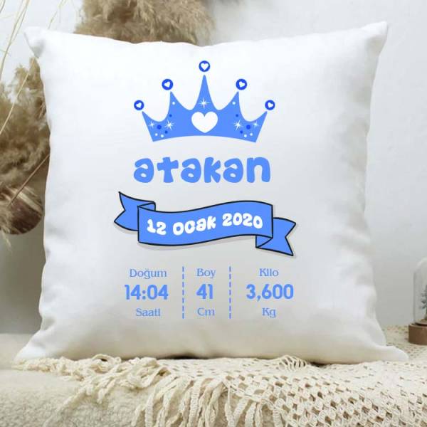 Erkek Bebek Doğum Özellikli Yastık - 1