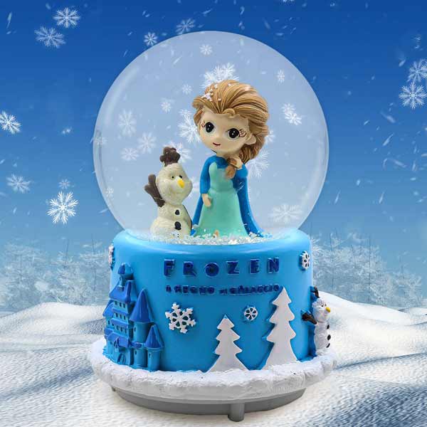 Frozen Işıklı Müzikli Mavi Orta Boy Kar Küresi - 3