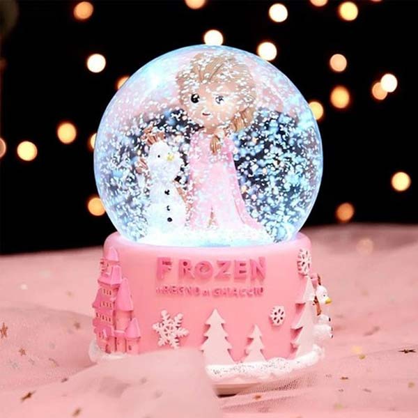 Frozen Işıklı Müzikli Pembe Orta Boy Kar Küresi - 2