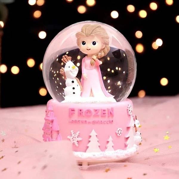 Frozen Işıklı Müzikli Pembe Orta Boy Kar Küresi - 1