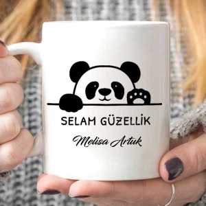 İsme Özel Selam Güzellik Panda Kupa Bardak - 3