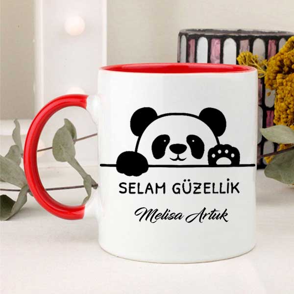 İsme Özel Selam Güzellik Panda Kupa Bardak - 4