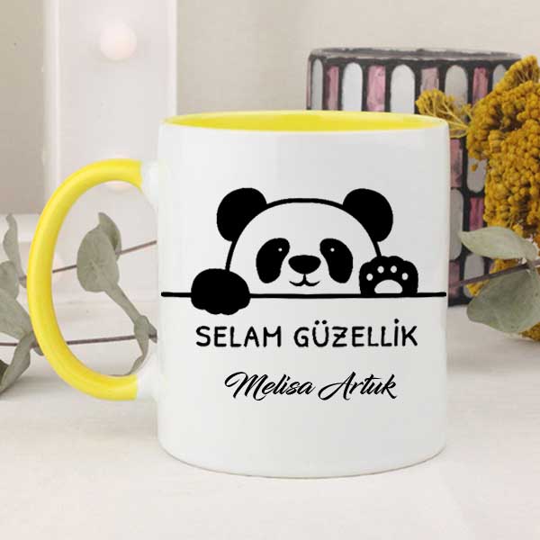 İsme Özel Selam Güzellik Panda Kupa Bardak - 5