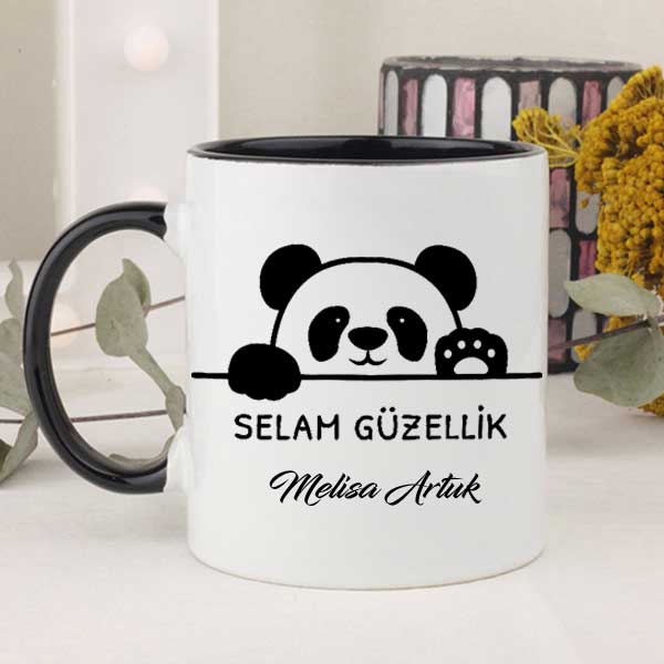 İsme Özel Selam Güzellik Panda Kupa Bardak - 6