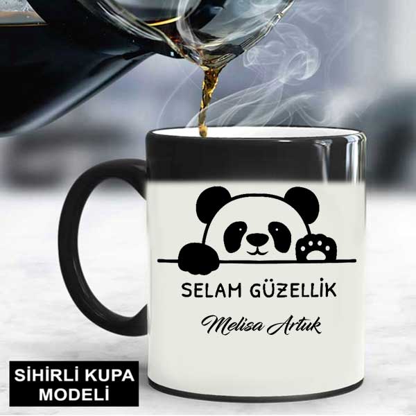 İsme Özel Selam Güzellik Panda Kupa Bardak - 1