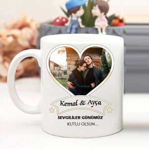 İsme Özel ve Fotoğraflı Sevgililer Günümüz Kutlu Olsun Kupa Bardak - 3
