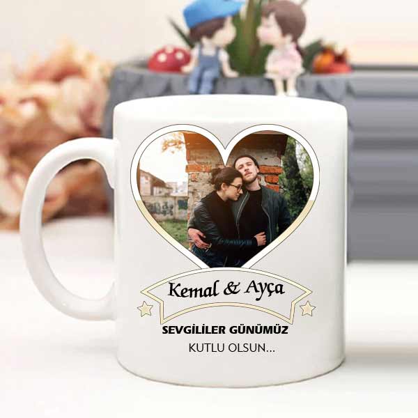 İsme Özel ve Fotoğraflı Sevgililer Günümüz Kutlu Olsun Kupa Bardak - 3