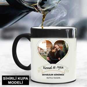 İsme Özel ve Fotoğraflı Sevgililer Günümüz Kutlu Olsun Kupa Bardak - 4
