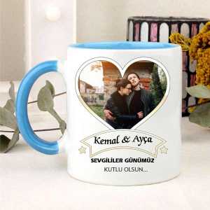İsme Özel ve Fotoğraflı Sevgililer Günümüz Kutlu Olsun Kupa Bardak - 5