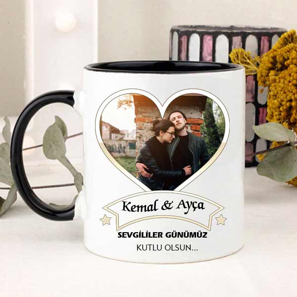 İsme Özel ve Fotoğraflı Sevgililer Günümüz Kutlu Olsun Kupa Bardak - 6