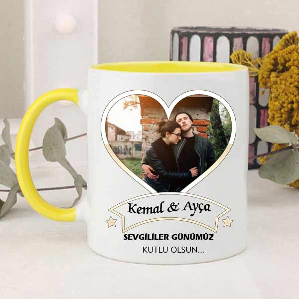 İsme Özel ve Fotoğraflı Sevgililer Günümüz Kutlu Olsun Kupa Bardak - 1