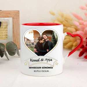 İsme Özel ve Fotoğraflı Sevgililer Günümüz Kutlu Olsun Kupa Bardak - 2