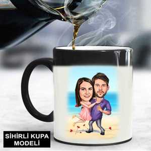 Kişiye Özel Aşıklar Karikatürlü Kupa Bardak - 3