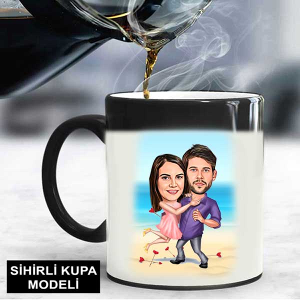 Kişiye Özel Aşıklar Karikatürlü Kupa Bardak - 3