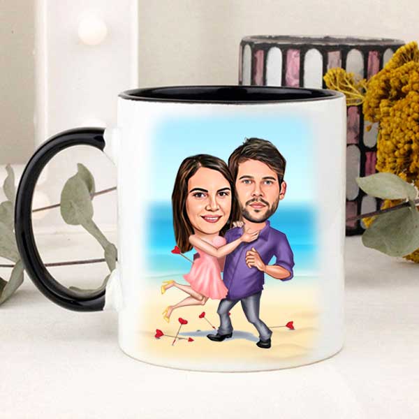 Kişiye Özel Aşıklar Karikatürlü Kupa Bardak - 5