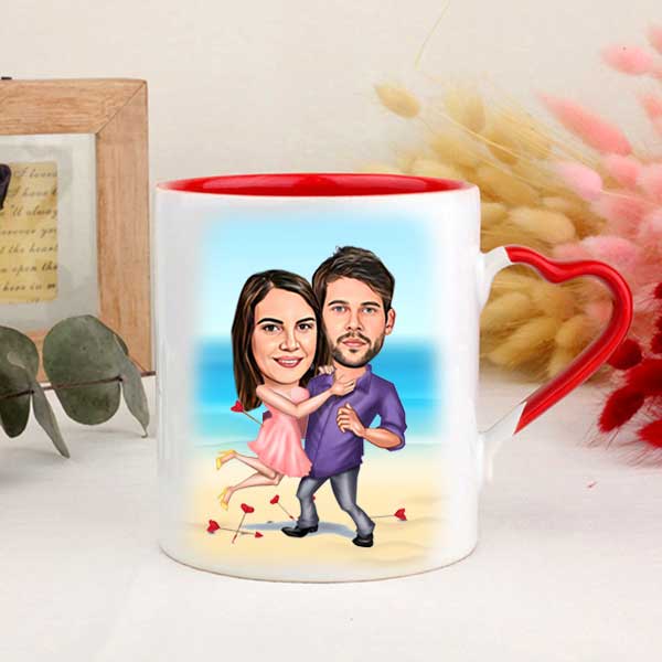 Kişiye Özel Aşıklar Karikatürlü Kupa Bardak - 1