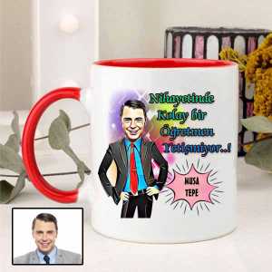 Kişiye Özel Erkek Öğretmen Karikatür Kupa Bardak - 1