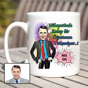 Kişiye Özel Erkek Öğretmen Karikatür Kupa Bardak - 3
