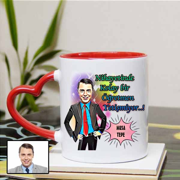 Kişiye Özel Erkek Öğretmen Karikatür Kupa Bardak - 6