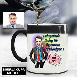 Kişiye Özel Erkek Öğretmen Karikatür Kupa Bardak - 7