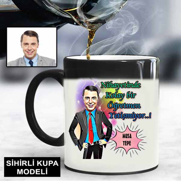 Kişiye Özel Erkek Öğretmen Karikatür Kupa Bardak - 7