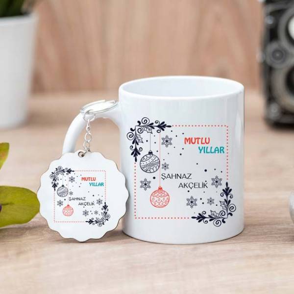 Mutlu Yıllar Kupa Bardak ve Anahtarlık - 1