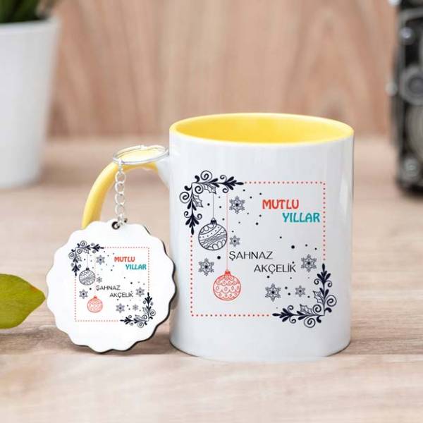 Mutlu Yıllar Kupa Bardak ve Anahtarlık - 3