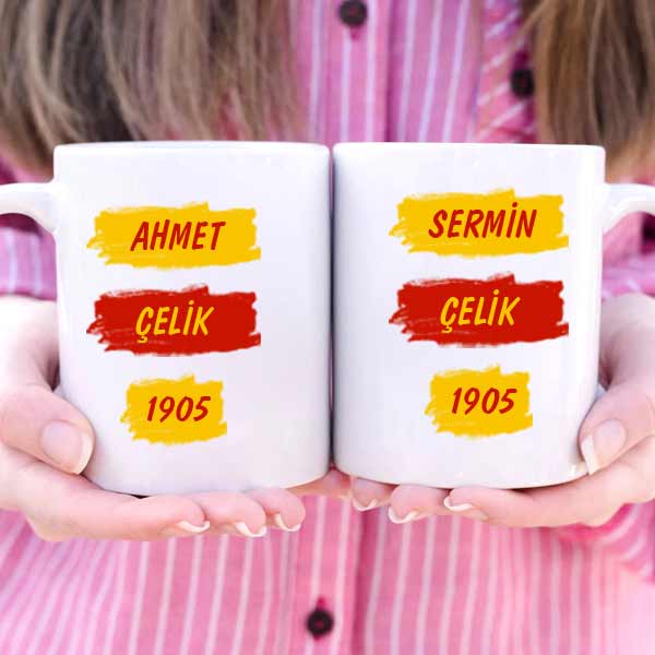 Sarı Kırmızı Taraftar İkili Kupa Bardak - 1
