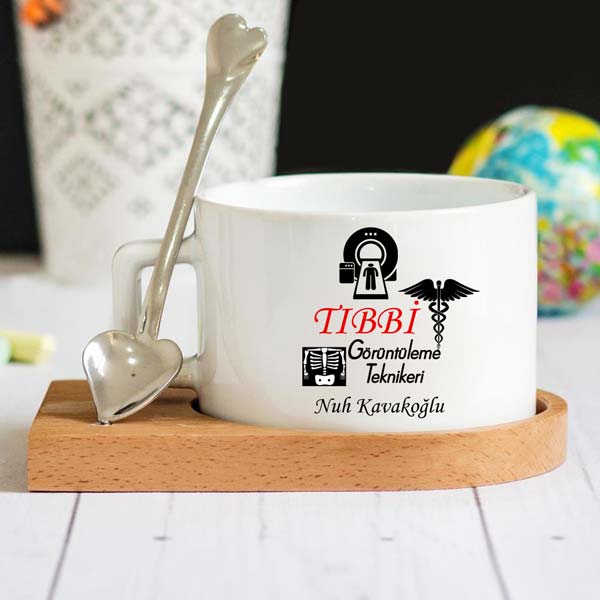Tıbbi Görüntüleme Teknikeri Ahşap Altlıklı Lüks Fincan Seti - 1
