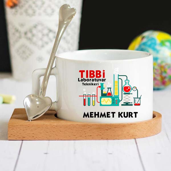 Tıbbi Laboratuvar Teknikeri Ahşap Altlıklı Lüks Fincan Seti - 1